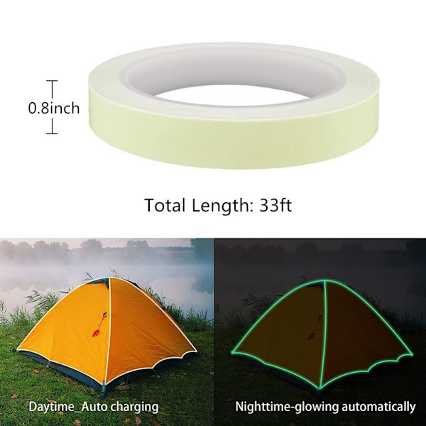 0,8 tuumaa x 33 jalkaa Glow Tape Glow in The Dark Tape Luminous