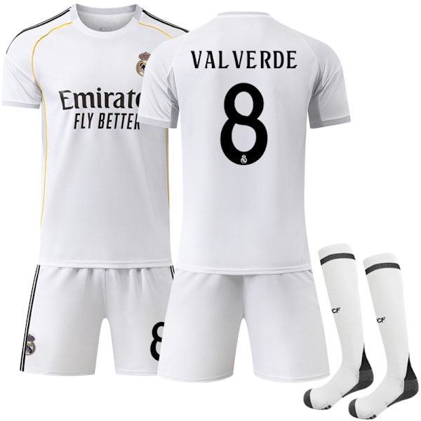 2025-2026 Real Madrid Hemma Barn Vuxen Fotbollströja Nr. 8 Valverde 28