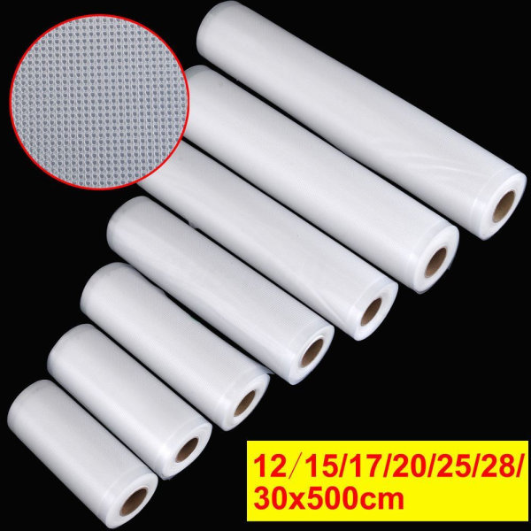 7 Størrelse 500 cm Vacuum Sealer Poser Fruit Fresh Keeper Pouch 12x500cm