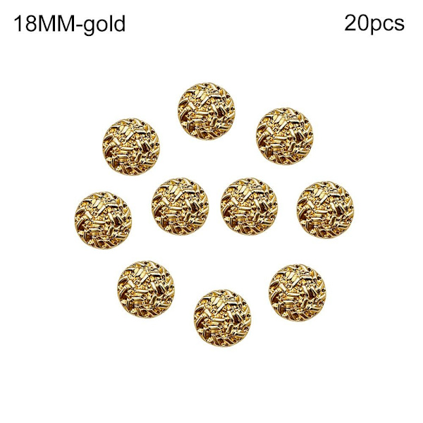 10st metallknappar skjortaknappar GULD 18MM20ST 20ST gold 18MM20pcs-20pcs