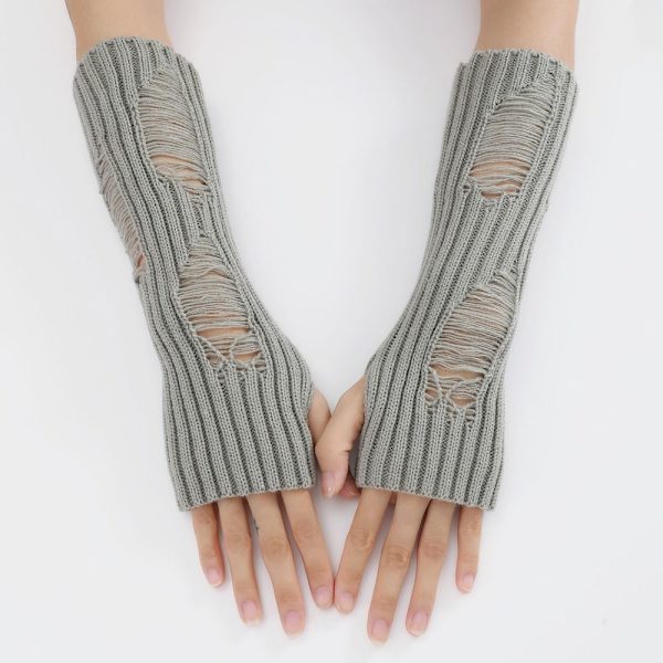 Långa handledshandskar Stickade handskar LJUSGRÅ light grey