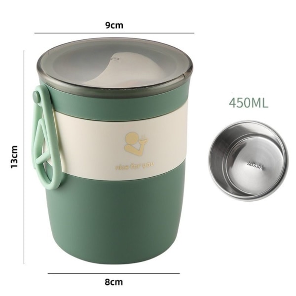 450ML Madkasse Vaccum Breakfast Cup GRØN green