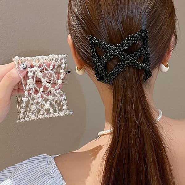 Pearl elastisk hår hårnål dobbel side bun 6 6 6