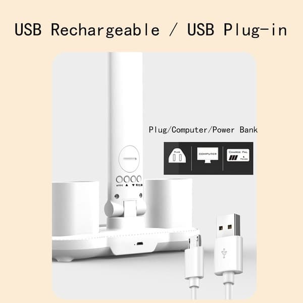 Dobbelthode skrivebordslampe Touch bordlampe USB OPPLADBAR USB USB Rechargeable