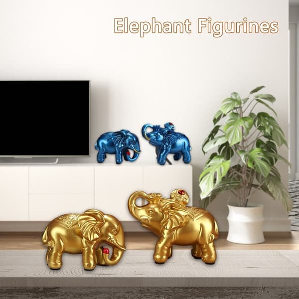1 par elefantfigurer Elefantstatyer BLÅ Blue