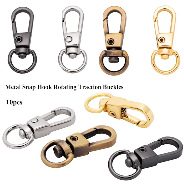 10 st Metal Snap Hook Dragspännen SVART Black