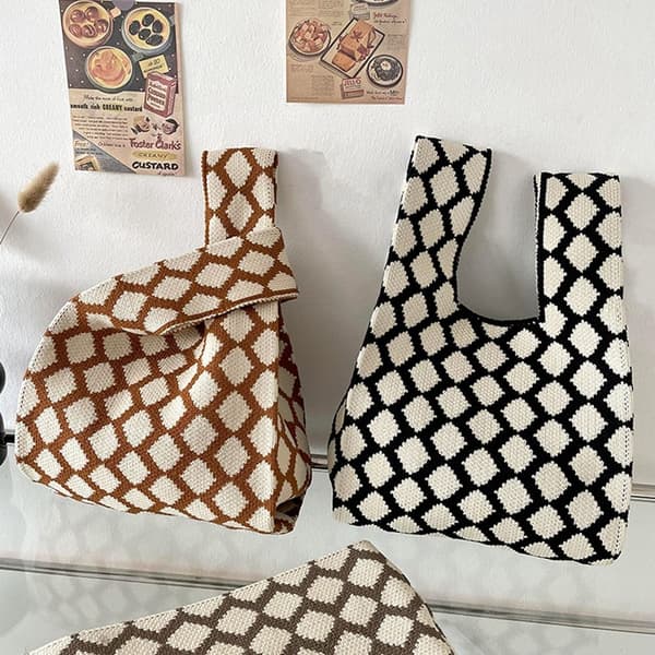 Stickad handväska Knot handledsväska KHAKI B B khaki B-B