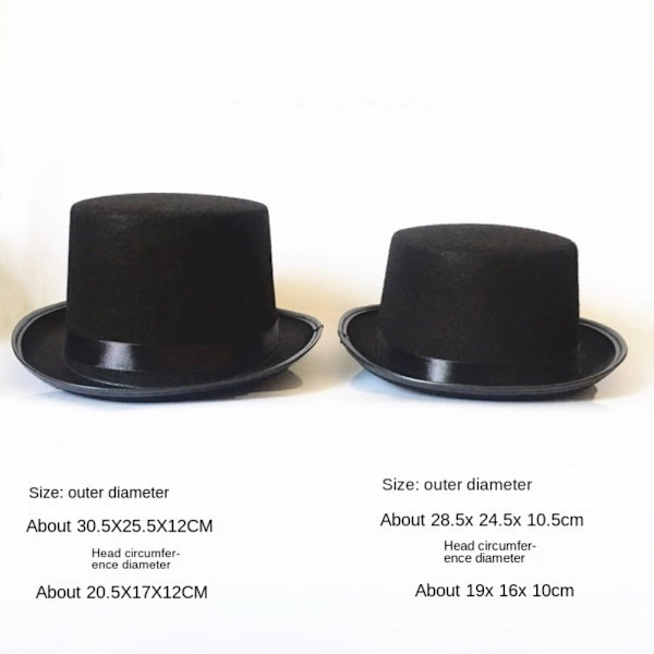 Sort Top Hat Tryllehat LARGE LARGE large
