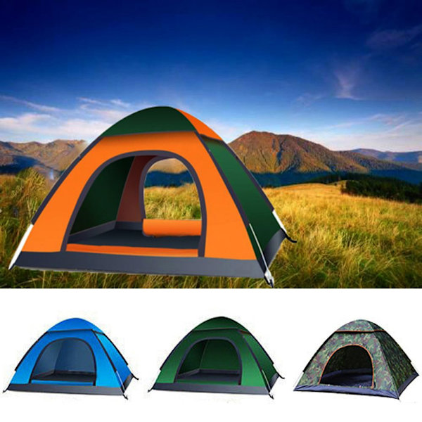 Automatisk Backpacking Oxford Duk Vattentätt Campingtält Orange&Green 2 person-2 person