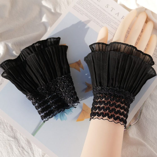 1Pair Fake Sleeve Irrotettavat hihansuut MUSTA black