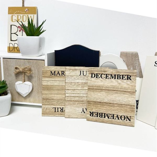 Perpetual Calendar Wooden Blocks Calendar Desk Sisustus