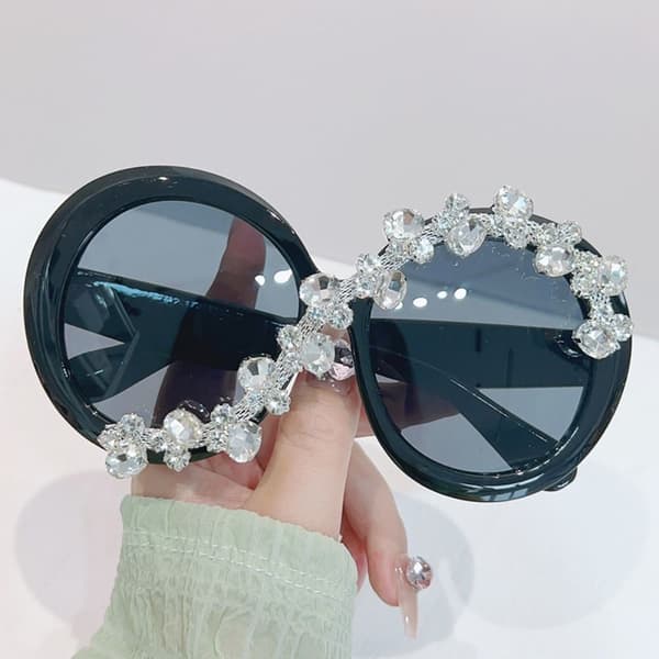 Round Frame Solbriller Y2K Shades SORT-SORT SORT-SORT Black-Black