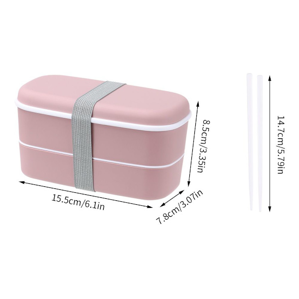Dubbellager Bento Box Miljövänlig Lunchbox pink