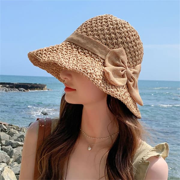 Sommarbåge Kvinnor Flickor Solskyddad strandhatt beige