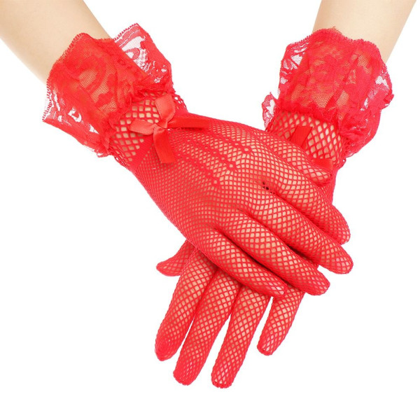 Fishnet Mesh Gloves Morsiushanskat RED Red