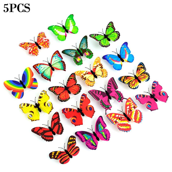 5 stk Fargerike Lysende Sommerfugl LED Nattlys Bryllup 5pcs