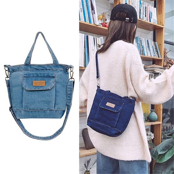 Axelväskor i denim, Crossbody-väskor light blue