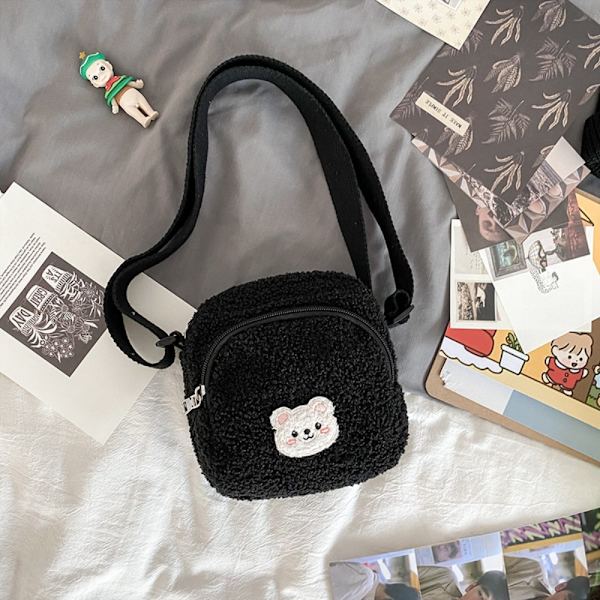 Skuldertaske Bear Print Pung SORT UDEN VEDhæng UDEN Black Without Pendant-Without Pendant