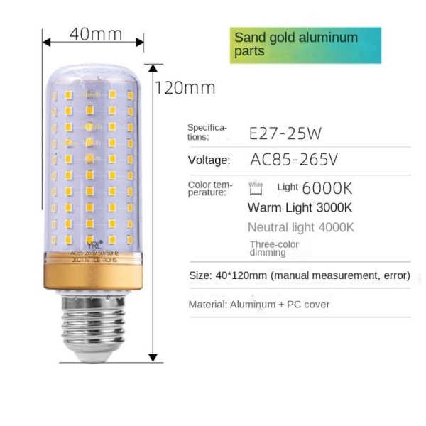 Maissipolttimo LED maissipolttimo E27-40WSLIVER SLIVER E27-40WSliver