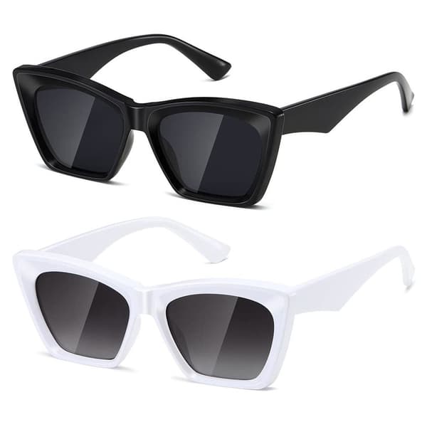 Dame Cateye Solbriller Firkantede Solbriller SORT-SORT GRÅ Black-Black Grey