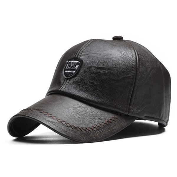 Læder Baseball Caps Termiske Hatte SORT black