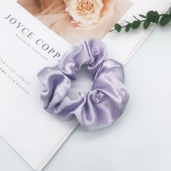 Satin Silk Hair Tie Elastiska Scrunchies LILA purple