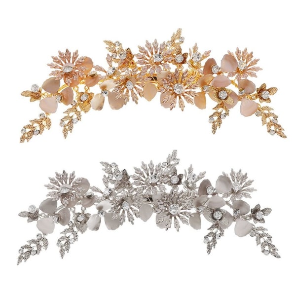 Brudpannband Blomma Tiara Krona GULD gold