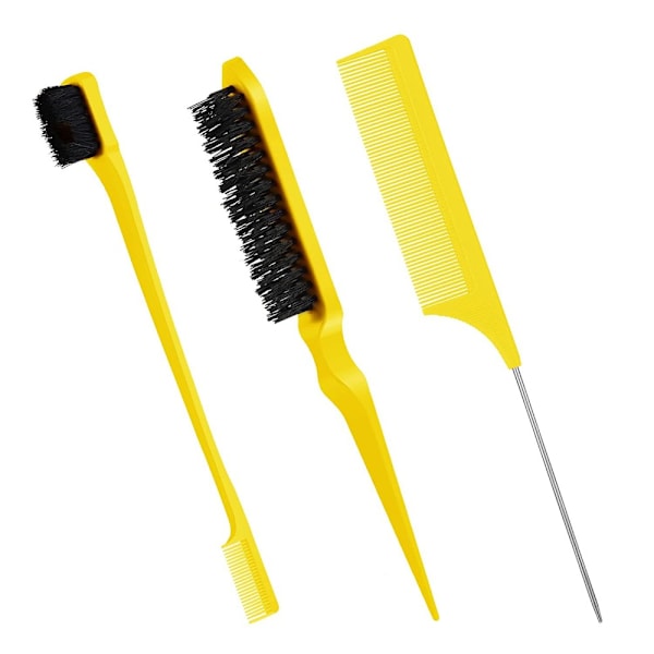 3 kpl Slick Brush Set Harjas Bristle Hiusten Harja MUSTA black