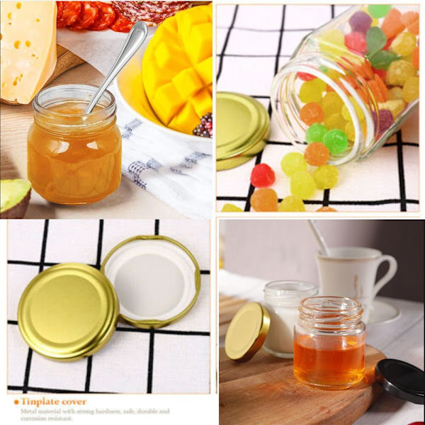 2stk syltetøjsglas lufttætte konserves GULD 100ML2STK 2STK Gold 100ml2Pcs-2Pcs