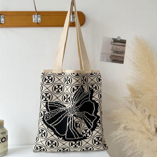 Handvävd Väska Knot Handledsväska SVART black