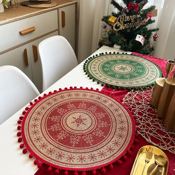 Julunderlägg i jute Vävd bordstablett RÖD C C RED C-C