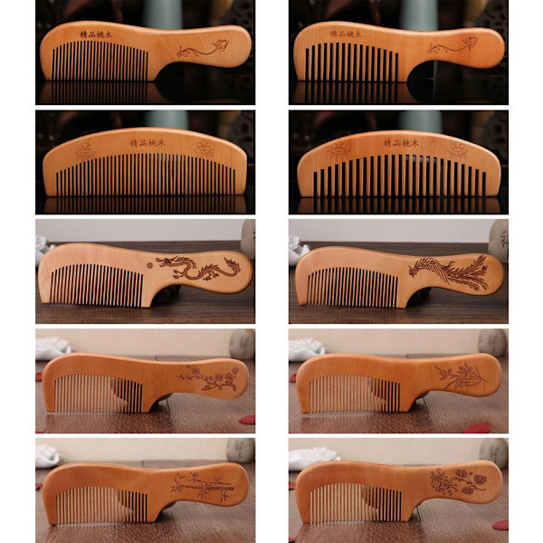 2 stk Peach Wood Comb Fine Tooth Comb 2 2 2