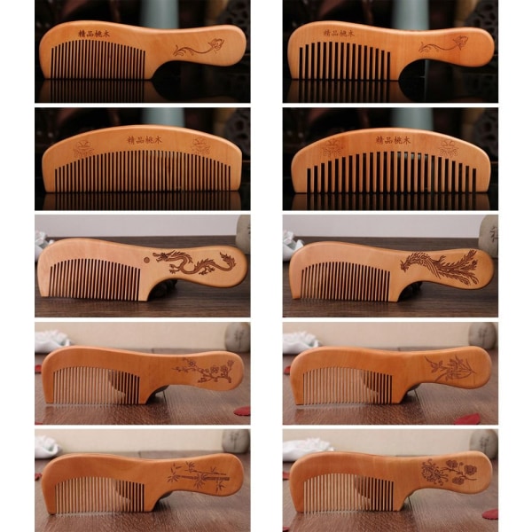 2 stk Peach Wood Comb Fine Tooth Comb 3 3 3