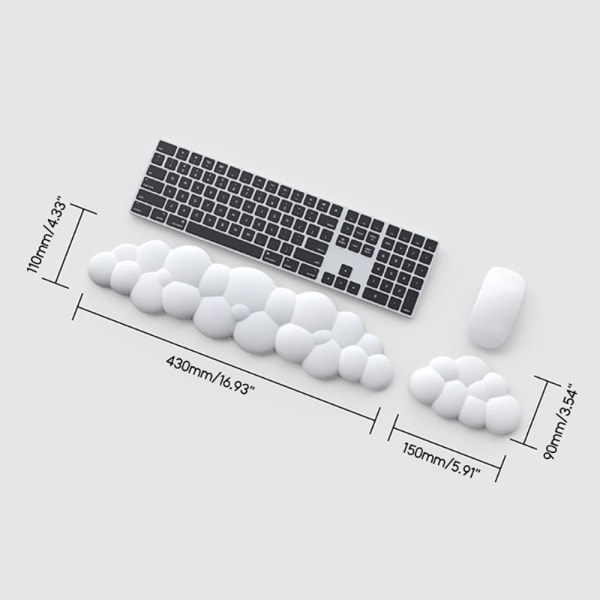 Näppäimistö Hiirimatto Rannetuki HARMAA-NÄPPÄIMISTÖALUSTO Grey-Keyboard Pad