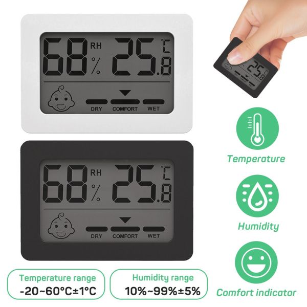 Mini Digital termometer Hygrometer SVART black