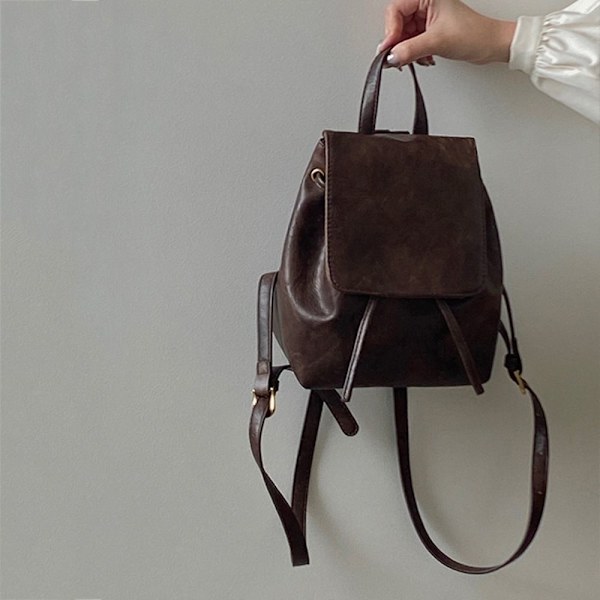 Ryggsekk i skinn BRUNN brown