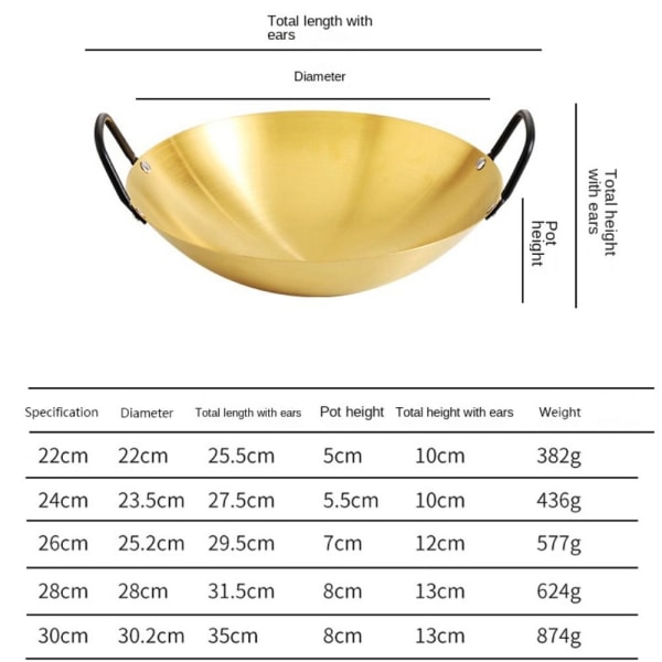 Wok pande stegepande GULD 28CM Gold 28cm