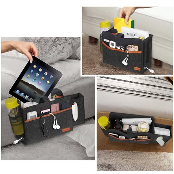 Sengebordsopbevaring Organizer Filt LYSEGRÅ light grey
