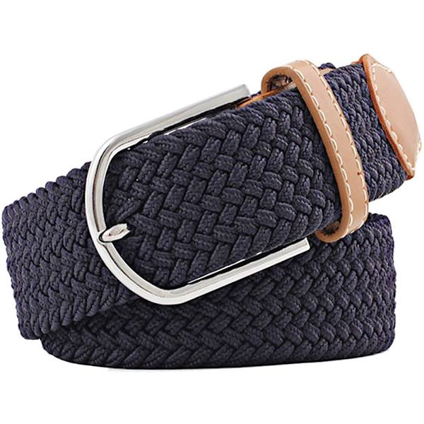 Flerfärgade elastiska vävda bälten Casual flätat stretchbälte Dark Blue