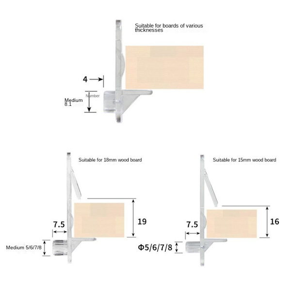 Lukitushyllytapit Kiinnikepidikkeet 6X20MM 6x20mm
