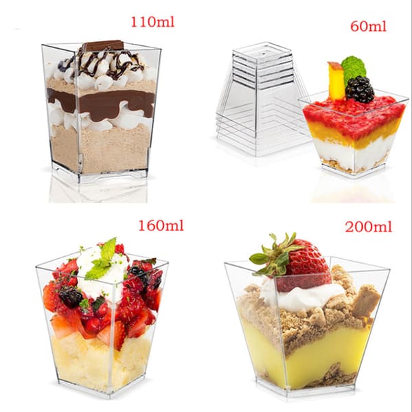 60ml~160ml Kvadratiska Dessertkoppar Moussekopp 110ml 12Pcs/Set