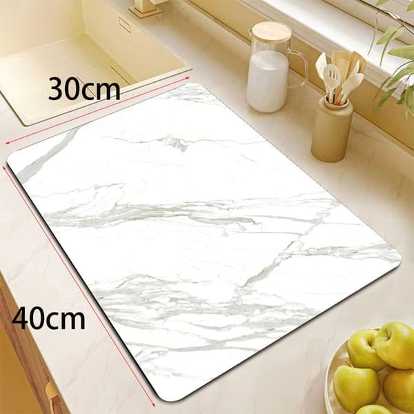 1 Stk Opvaskemåtte Hurtigtørrende måtte Stenmåtte White 1 Pcs-1 Pcs