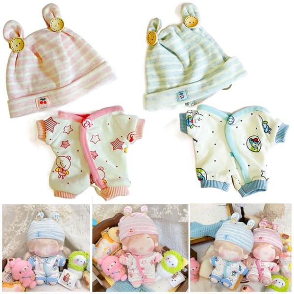 20cm Dockkläder Jumpsuits Hatt kostym BLÅ blue