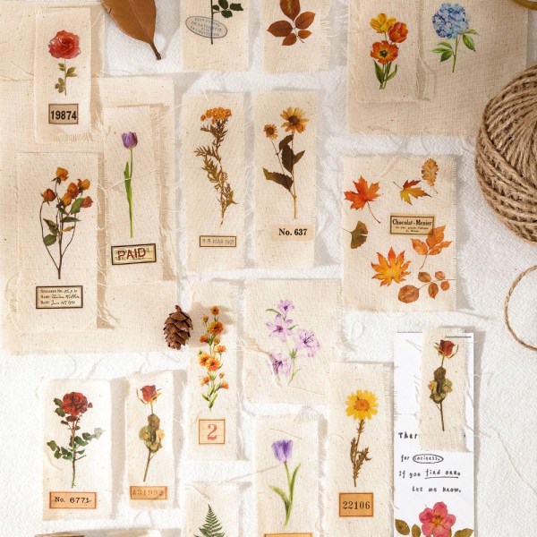 12 ark blomsterklistermærker Vintage klistermærker Gennemsigtige klistermærker