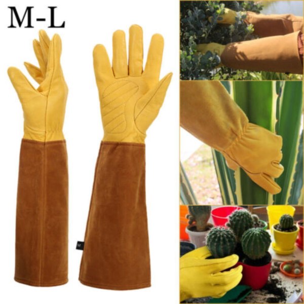 Pustende hanske i lær GUL M Yellow M