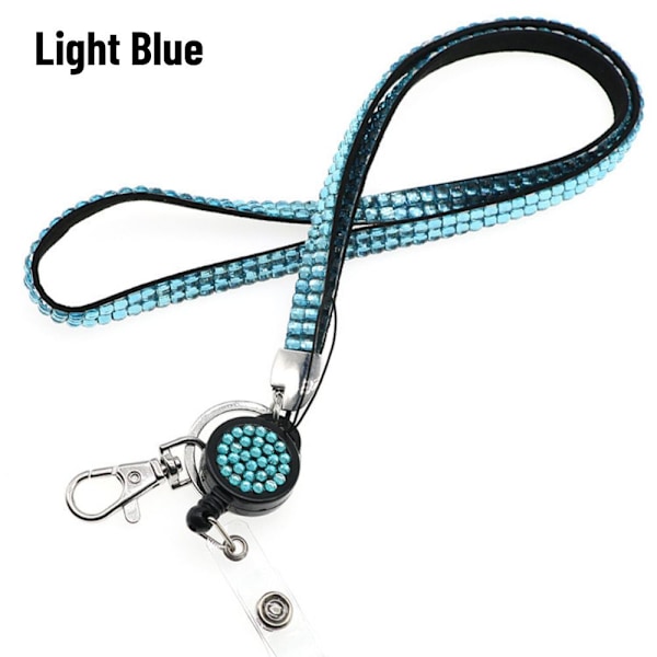 Bling Crystal Lanyard ID-korthållare LJUSBLÅ Light Blue