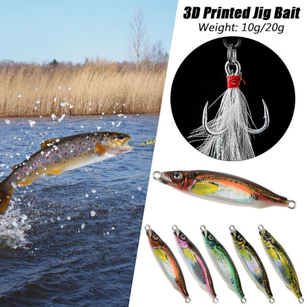 10g/20g metallsimulering fiskedrag 3D printed jiggbete 10G5 5 10g5