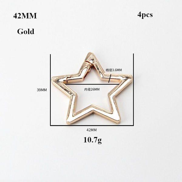 4stk Spring Ring Spænder Karabinhage Punge Håndtasker GULD Gold 42x39mmwithout ear-without ear