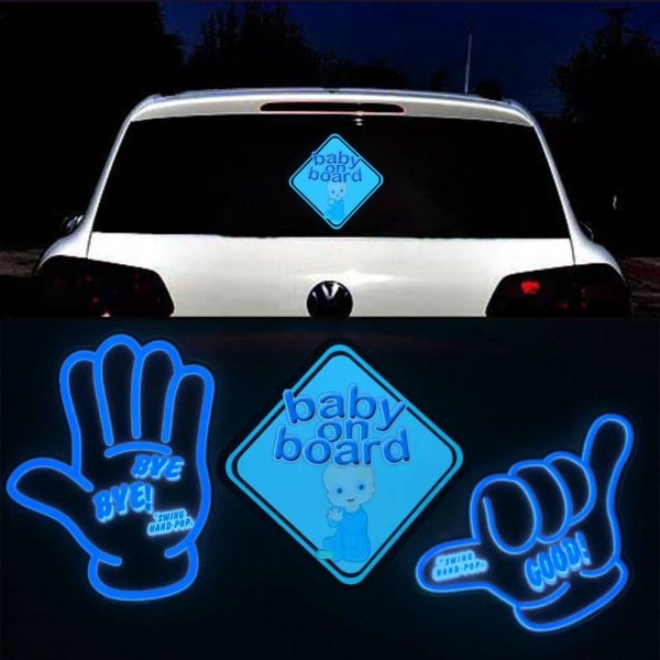 LED-bilklistermærke Forrudeklistermærke BABY OM BORD BABY OM BORD Baby On Board