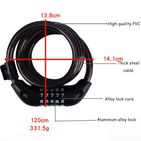 Cykellås Coiling Cykellås SORT BLACK